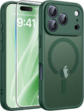 FNTCASE for iPhone 17 Pro Max Case, Fit for Magsafe, Screen Protector Green | Full Camera Protection, Translucent Matte, 14FT Military Grade Drop Proof, Shockproof Protective Phone Cover, Green by FNTCASE