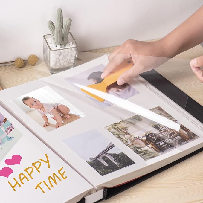 Large Photo Album Self Adhesive 4x6 5x7 3x5 8.5x11 Scrapbook Magnetic Album DIY Scrap Book Length 13 x Width 12.8 (Inches) 120 Sticky Pages Linen Cover DIY Photo Album (Black) - Image 2