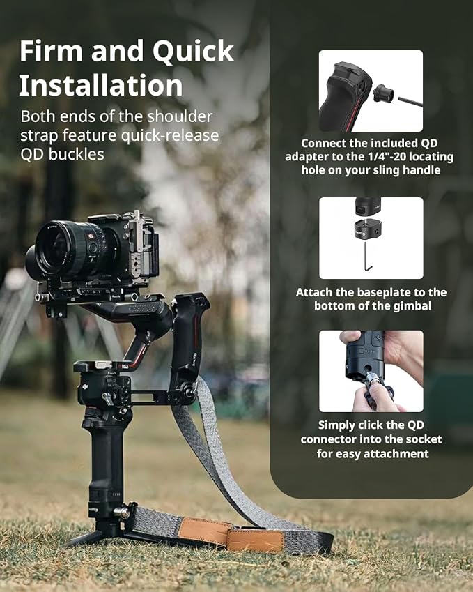 SmallRig RS3 RS2 Weight-Reducing Shoulder Strap Compatible with Sling Handle for DJI, Gimbal Belt with Upgraded QD Quick Release Buckles for DJI RS 5 / RS4 / RS4 Pro/RS 3 / RS 3 Pro/RS 2 | for DJI RS 5, RS4 Pro, RS4, RS3 Pro, RS3, RS2 - Image 4