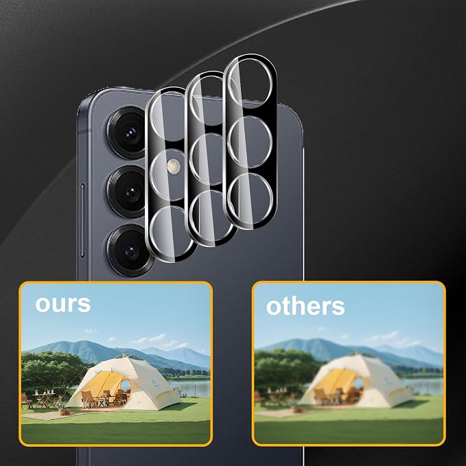 3 Pack Camera Lens Protector for Samsung Galaxy S25 | Tempered Glass,Anti-Fingerprint,9H Hardness,Scratch Resistant,Easy to Install,Bubble Free,HD Clarity - Image 6