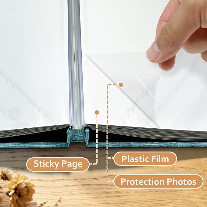 Large Photo Album Self Adhesive, DIY Scrapbook for 4x6 5x7 8x10 Photos, Acid-free, Blue, 40 Pages, for Weddings, Baby, Family, Travel - Image 5