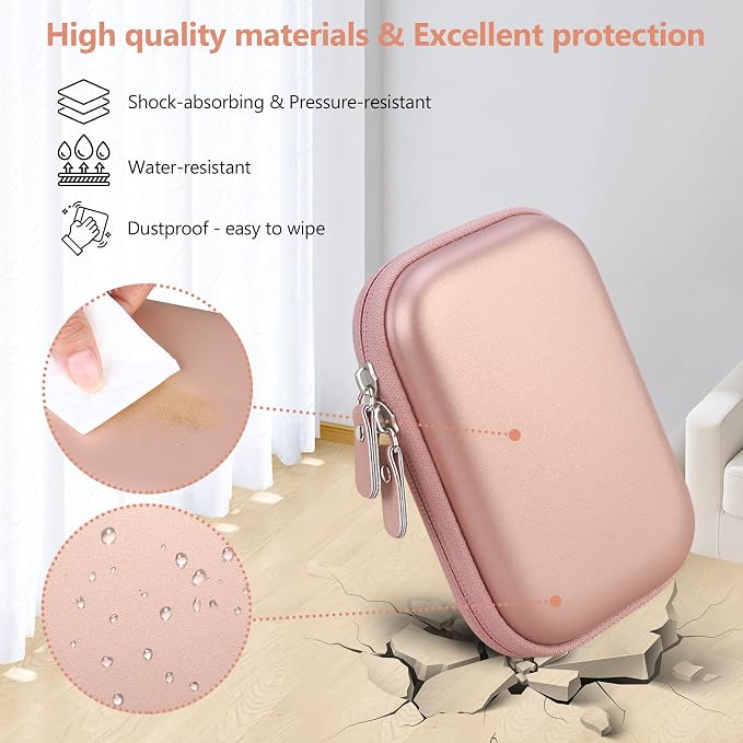 Hard Carrying Case for Kodak Step Instant Smartphone Photo Printer - Portable Mini Color Wireless Mobile Printer, Zipper Mesh Pocket for USB Cable, Photo Paper, Rose Gold - Image 5