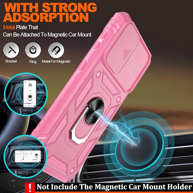 Gritup for Galaxy S21 Phone Case Military-Grade Shockproof with Kickstand | with 2 PCS Screen Protector, Slide Camera Cover, Heavy Duty Outdoor Protection Full Body Funda para Galaxy S 21 Cover-Pink - Image 7