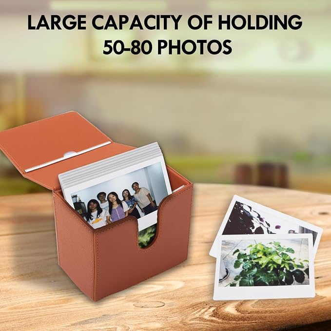 Photo Storage Box for Instax Wide/Polaroid Now+/I-Type/OneStep2 Instant Film, 3.5x4.25” Photo Holder fits for Fujifilm Instax Wide 400/300 Wide Picture Display - Brown - Image 4