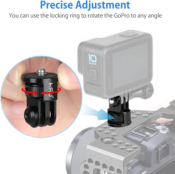 HSU Aluminum Camera Tripod Mount Adapter, 1/4"-20 Camera Mount (Black) | for GoPro Hero 13/12/11/10/9/8/7 Insta360 X3/X2/X/RS/R, Osmo Action, and Other Cameras - Image 4
