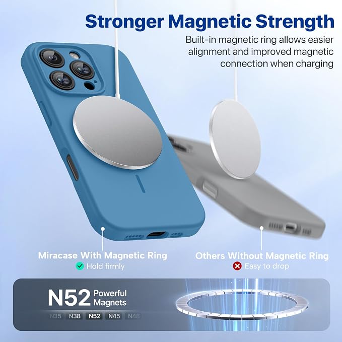miracase Magnetic for iPhone 16 Pro Max Case, [Soft Anti-Scratch Microfiber Lining], Compatible with MagSafe, Liquid Silicone Case Shockproof Drop Protection Phone Case for 16 ProMax,Capri Blue | Compatible with MagSafe, Soft Microfiber Lining, Premium... - Image 5