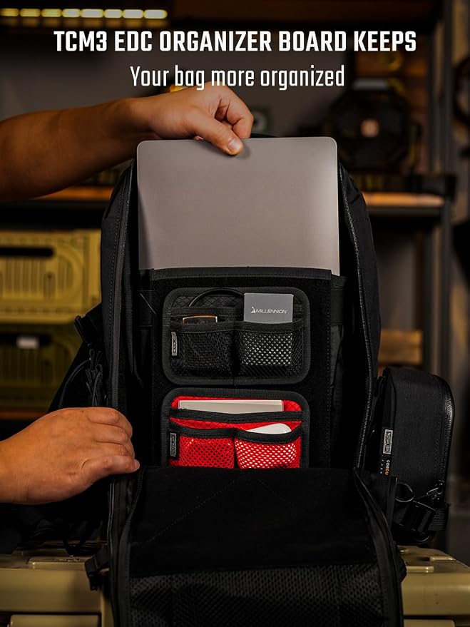 TACTICAL_GEEK TCM3 Mini EDC Organizer Board, Backpack Accessories with Open Pocket & Mesh Pocket, Utility Admin Bag Insert Panel Hook and Loop Modular Organizer for Daily Carry(Red) - Image 4