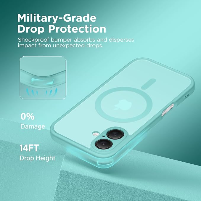 CAPRARO for iPhone 16 Case, Compatible with MagSafe | Upgraded [Full Camera Protection] Protective Translucent Matte Women Girl Magnetic Phone Case Cover, Smoky Blue - Image 5