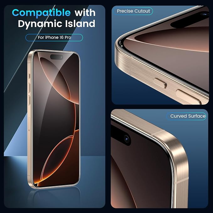 Fotbor for 3Pack iPhone 16 Pro Screen Protector with 3Pack Camera Lens Protector, 9H+ Tempered Glass Easy Installation Kit, Case Friendly iPhone 16 Pro - Image 6