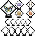 3D Floating Frame Display Cases, 10Pcs Transparent PE Film Jewelry Storage Box with Base Challenge Coin Display Frames Holder Stands Small Shadow Box Frame for AA Medallions Medal, Rock, Ring Necklace by Onfunlee