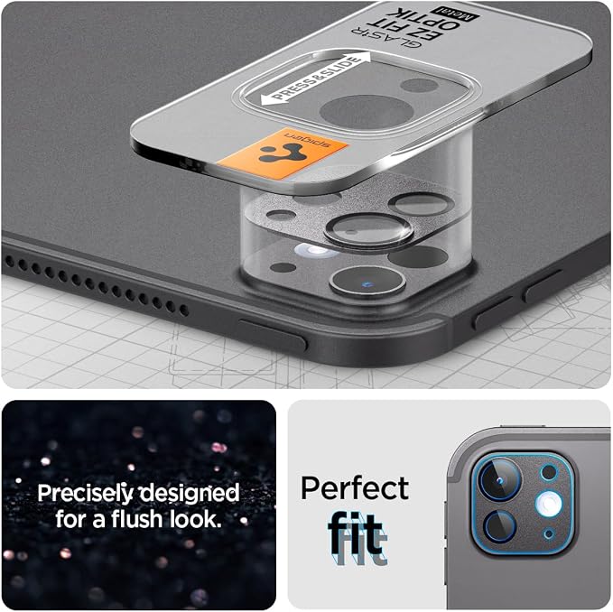 Spigen Camera Lens Protector for iPad Pro 13"/11" M4, M5 (2024, 2025) | GlasTR EZ Fit Optik Metal, 9H+ Tempered glass, Scratch resistance, Auto-align tray, Case-friendly - Space Black [1 Pack] - Image 4