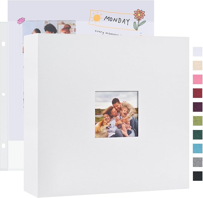 Mublalbum 12x12 Inch 3 Ring DIY Scrapbook Photo Album 80 Pages, White | 3 Ring Binder Scrapbook, Linen Cover, 40 Plastic Sleeves 80 Pages, Memory Book for Wedding, Baby, Family, DIY Projects by Mublalbum