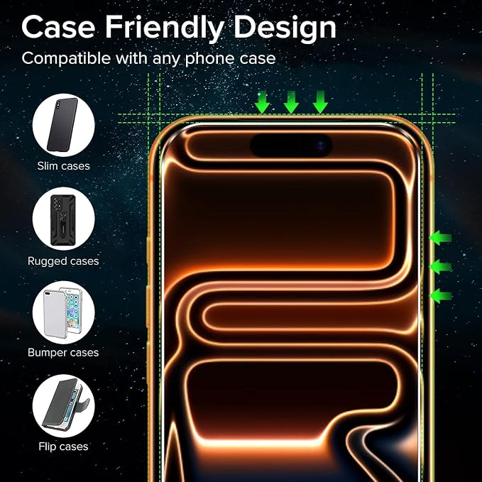 ivoler Screen Protector for iPhone 17 Pro Max 6.9" Tempered Glass 2-Pack | with [Easy Installation Frame], Anti-Scratch Case Friendly Clear HD Film for iPhone 17 Pro Max 6.9 inch - Image 5