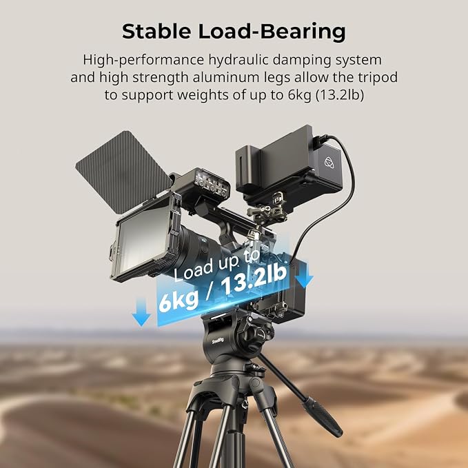 SmallRig AD-01S Video Tripod, 74" Heavy Duty Tripod with Pan and Tilt Fluid Head, Dual-Mode Quick Release Plate, Load up to 13.2lb / 6kg for DSLR, Camcorder, Cameras - Image 7