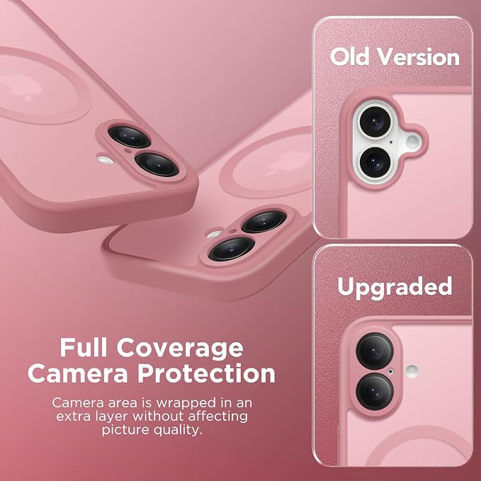 CAPRARO for iPhone 16 Case, Compatible with MagSafe | Upgraded [Full Camera Protection] Protective Translucent Matte Women Girl Magnetic Phone Case Cover, Apricot Pollen - Image 6