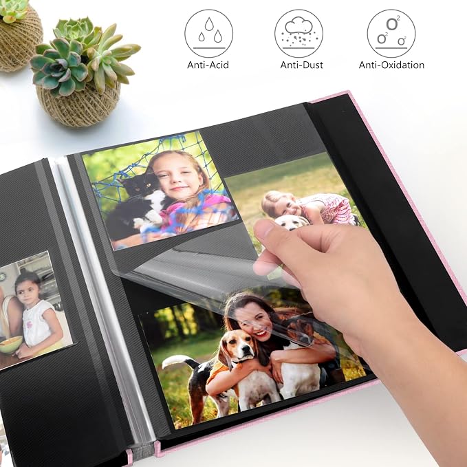 Zesthouse Photo Album Self Adhesive Pages, 60 Pages Magnetic Scrapbook Albums with Sticky Page, Photos Album Holds 8x10 & 5X7 & 4x6 & 6x8 & 3x5, Large Picture Book Ideal Gift for Family Wedding Baby - Image 3