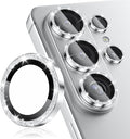 CloudValley for Samsung Galaxy S26 Ultra Camera Lens Protector Bling | 9H Tempered Glass + Aluminum Alloy Lens Protective Ring [Glitter Decoration] Ultra-HD Individual Lens Cover,Glitter Silver by CloudValley