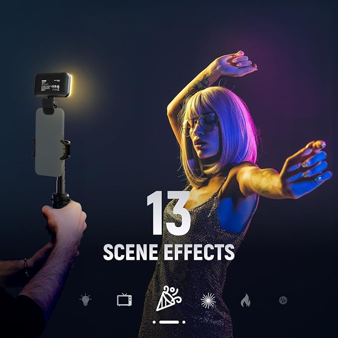 NEEWER Entry Level Version LED RGB Selfie Light, 91 LEDs Plastic Clip on Phone Fill Lighting for iPhone, 20 Effects CRI92 1000mAh, for Computer Webcam Laptop Zoom Video Conference Recording, N6C - Image 5