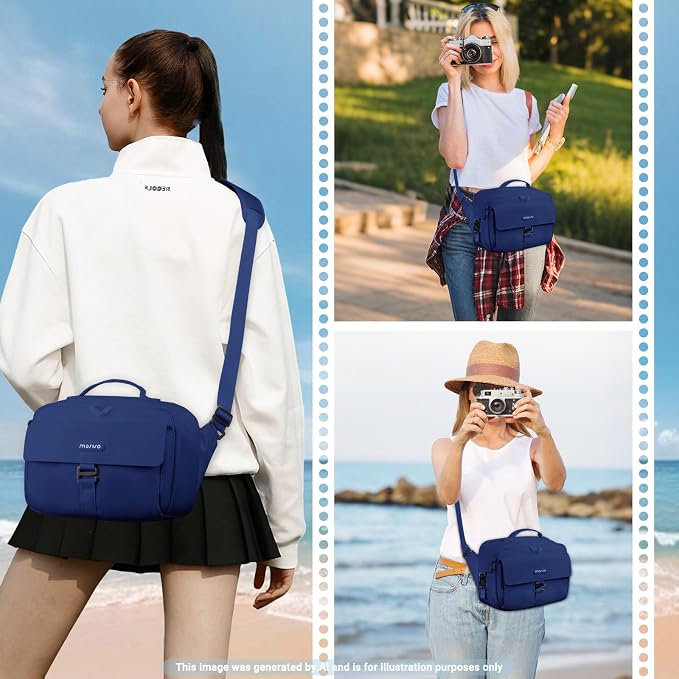 MOSISO Camera Shoulder Bag Camera Case Crossbody Sling Purse, Navy Blue | DSLR/SLR/Mirrorless Compact Padded Photography Handbag with Rain Cover Compatible with Canon/Nikon/Sony Cameras and Lenses - Image 8