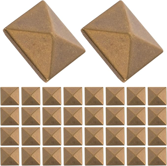 100Pcs Square Rivets, 0.39in Copper Flat Back Pyramid Studs | Flatback Hot Studs, Metal Nail Head Rivet DIY Accessories for Clothing Bags Leather Shoes Jewelry Crafts by Unknown