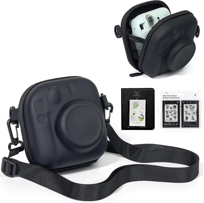 Mini Accessories Kit for Fujifilm Instax Mini Instant Camera, Black | Fits for Instax Mini 13/12/11/41/SE/EVO Camera, Universal Mini Camera Bag, with 64 Photo Album, DIY Stickers, No Camera by wogozan