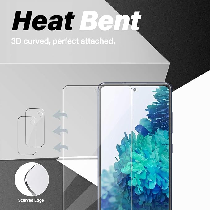 BIGFACE Galaxy S20 FE Tempered Glass Screen Protector + Camera Lens Protectors, 2 Pack, Anti-Bubble 3D Curved Accuracy Film - Image 4