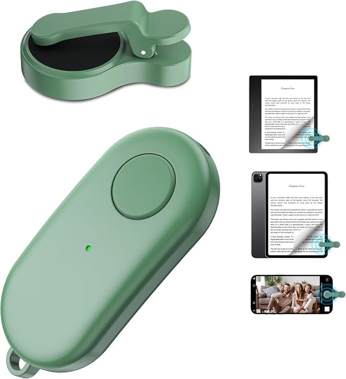 Remote Control Page Turner for Kindle Paperwhite Oasis Kobo eReaders,Kindle Clicker Page Turner Accessories for iPhone,iPad, Android Tablets Reading Novels,Camera Video Record&Shutter Selfie (Green) by HIGHGO