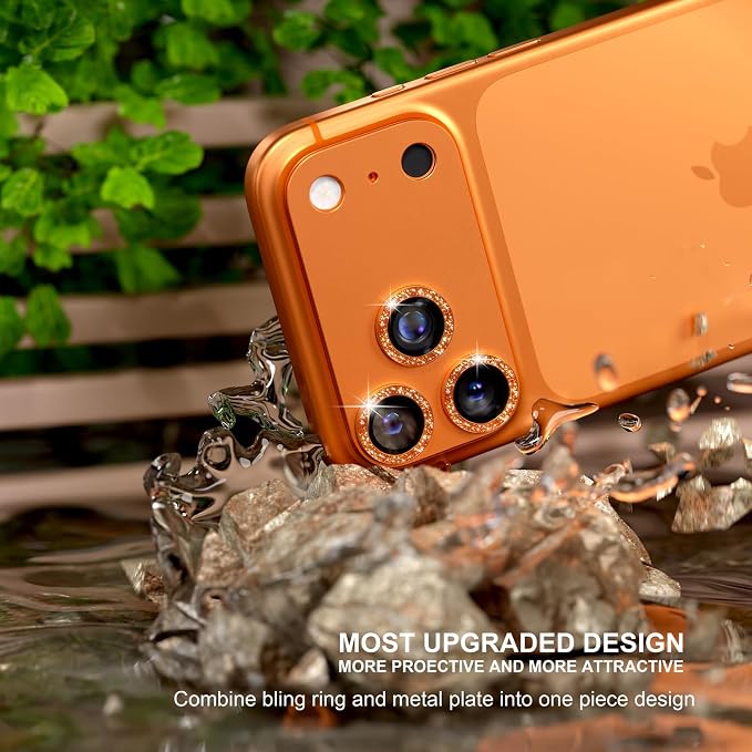 for iPhone 17 Pro Camera Lens Protector, Glitter Cosmic Orange | [Military Grade Shatterproof] [Strong Adsorption] [Case Friendly] Matte Metal Tempered Glass Camera Screen Cover Accessories - Image 2