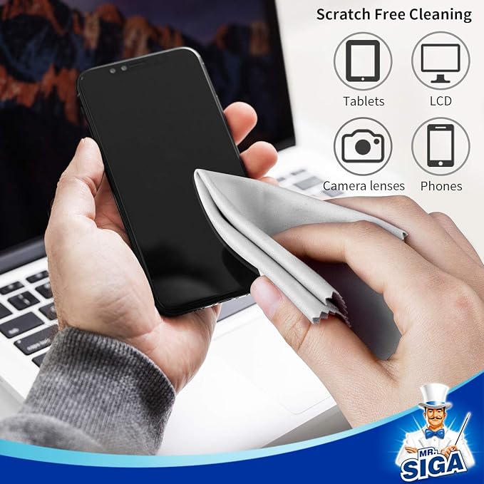MR.SIGA Microfiber Glasses Cleaning Cloth, Spectacle Cleaner Cloth, 6 Pack | Microfiber Cleaning Cloths for Lens, lint free glasses cloth for camera, screen, glasses lens cleaner, 15 x 18 cm(6 x 7 inch) - Image 6