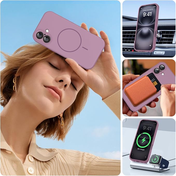 Miracase Silicone & Magnetic for iPhone 16 Case, Blackcurrant | Compatible with MagSafe, Anti-Scratch Microfiber Lining, Liquid Silicone Case Shockproof Drop Protection Phone Case for 16 - Image 6