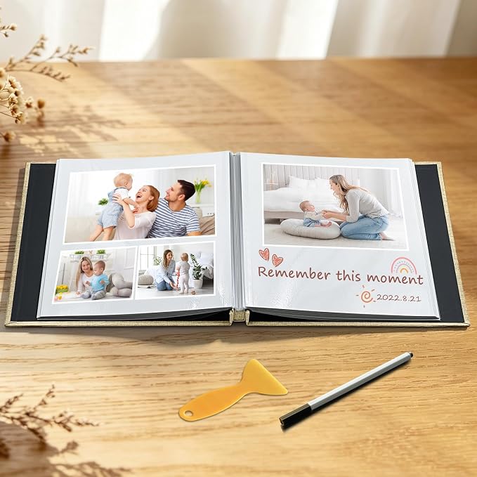 Large Photo Album Self Adhesive Scrapbook Album for 4x6 5x7 8x10 Pictures DIY Photo Book for Wedding, Anniversary, Christmas, Baby Shower, Ideal for Preserving Precious Moments - Image 3