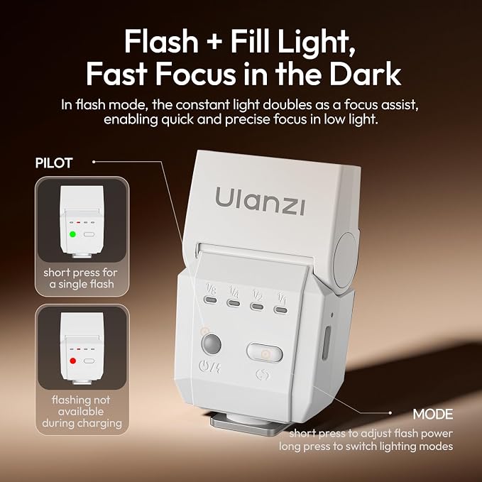 Ulanzi SL03 Camera Mini Flash Speedlite, for DSLR Sony Canon Nikon Fuji | Universal Single Contact Flash Light for Beginners Basic, GN8 6500K LED Video Constant Light, 3 Modes, for Panasonic Olympus - Image 3