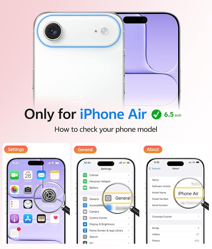 FNTCASE for iPhone Air Case, Fit for Magsafe, with Glass Screen Protector | Full Camera Protection, Translucent Matte, 14FT Military Grade Drop Proof, Shockproof Protective Phone Cover, Light Purple - Image 2