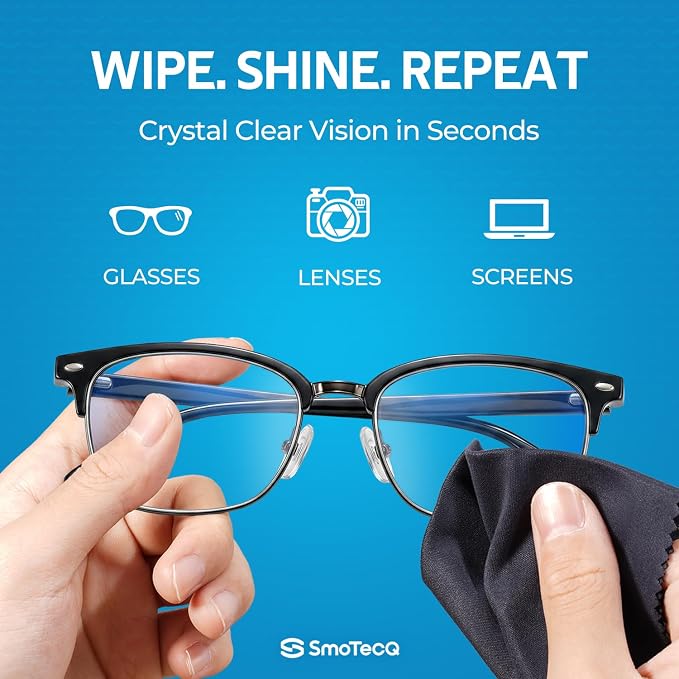 6 Pack Premium Microfiber Glasses Cleaning Cloths - Ultra Soft & Scratch Free for Eyeglasses, Sunglasses, Camera Lenses, Tablets & Screens - Washable & Reusable - Image 2