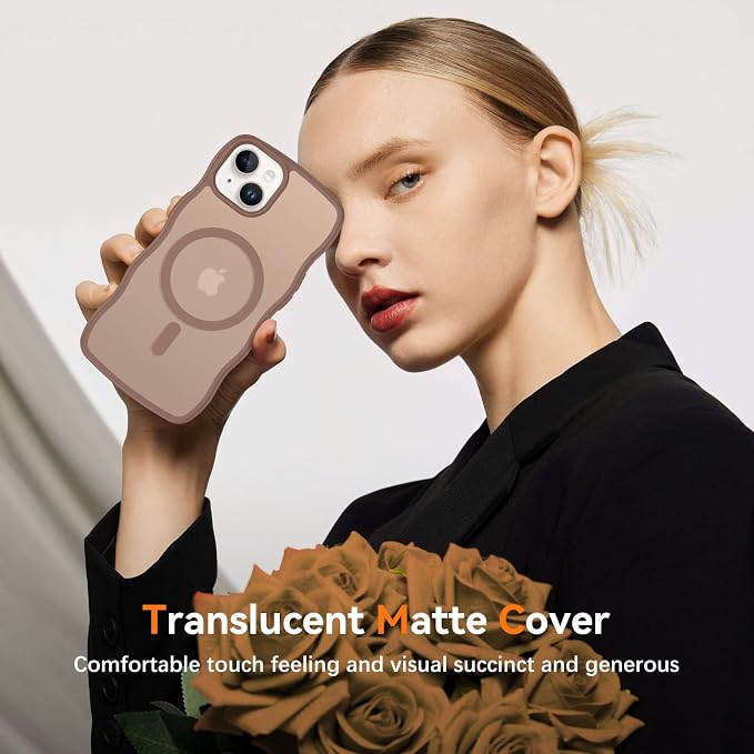 BENTOBEN Magnetic for iPhone 15 Plus/14 Plus Case,Cute Wavy Frame [Compatible with MagSafe] Translucent Matte Women Girls Men Cute Shockproof Phone Cover for iPhone 14 Plus/15 Plus,Desert Titanium - Image 7