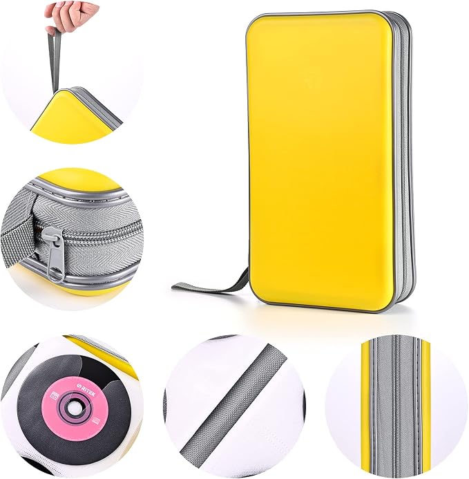 UENTIP 96 Capacity CD Case,Portable DVD Hard Plastic Case Holder CD Organizer Wallet Protective DVD Storage (96, Yellow) | CD DVD Storage,Zipper Closure,Scratch-Resistant Sleeves,Stay Away Dust and Damp,Storage Music Video Gaming Discs Blu-ray - Image 3