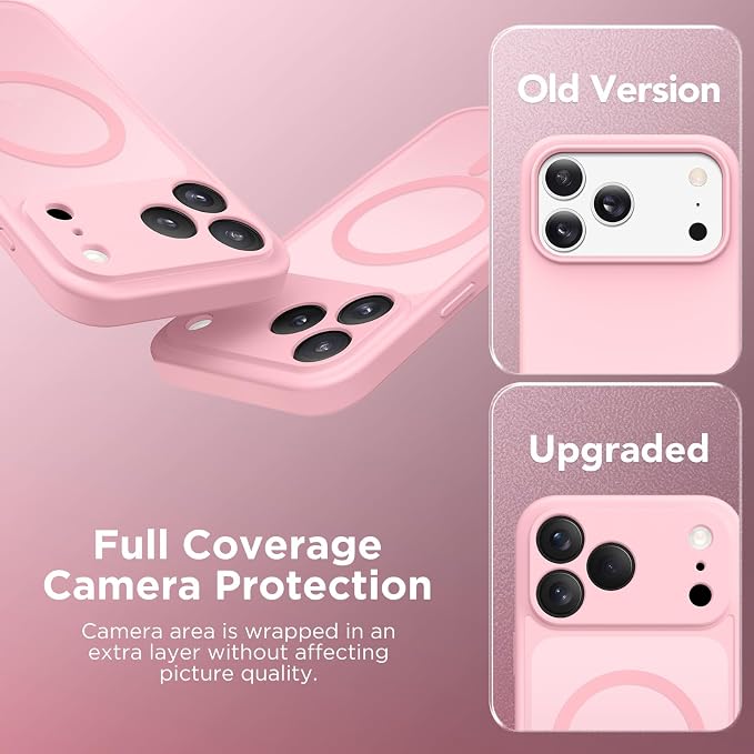 CAPRARO for iPhone 17 Pro Case, Compatible with MagSafe | Upgraded [Full Camera Protection] Protective Translucent Matte Women Girl Magnetic Phone Case Cover, Peach Pink - Image 7