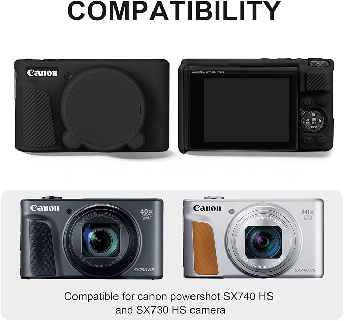 BOVKE Hard Case+Silicone Cover for Canon PowerShot SX740 HS Camera, Orange | SX740 SX730 Digital Camera Shockproof EVA Storage Bag & Soft Silicone Protective Case with Removable Lens Cover, Wrist Strap - Image 3
