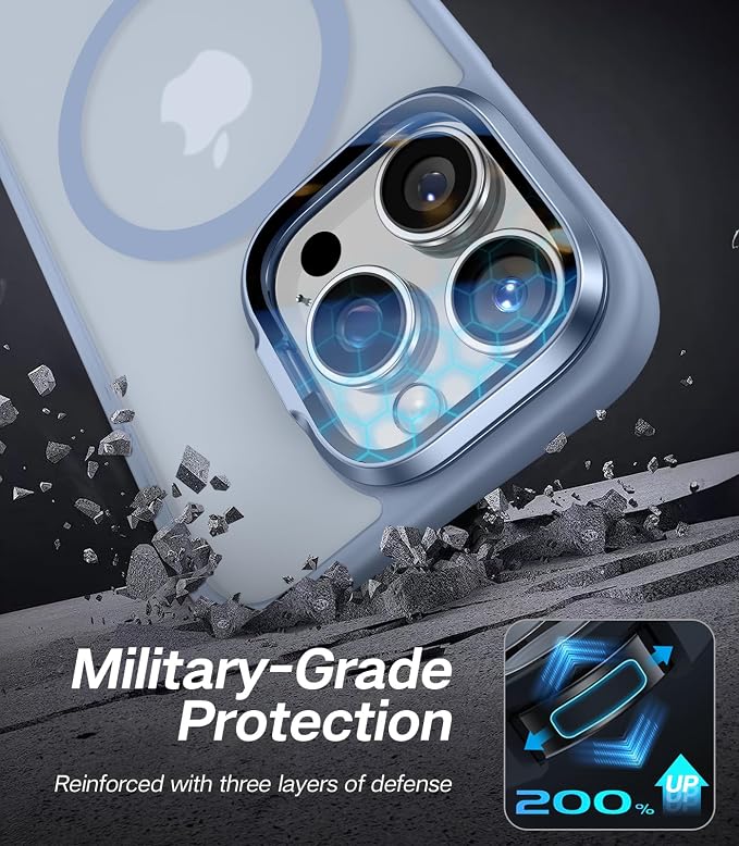 VOFATA [Upgraded] for iPhone 16 Pro Max Case with Camera Cover Stand [Fit for MagSafe][9H Camera Lens Protector] Mil-Grade Protection Translucent Magnetic iPhone 16 Pro Max Phone Case, Light Blue - Image 5