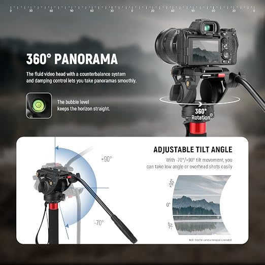 NEEWER 71.6" Pro Camera Monopod with Feet, Carbon Fiber Telescopic Video Monopod with QR Plate Compatible with DJI RS Gimbals, Removable Base for Camera Camcorder, Max Load 13.2lb/6Kg, TP71 - Image 3