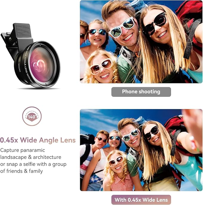 MIAO LAB 2-in-1 Phone Camera Lens Kit, 12.5X Macro + 0.45X Wide Angle (140°) Cell Phone Clip-on Lens for iPhone/Android, Includes Travel Bag - Image 3