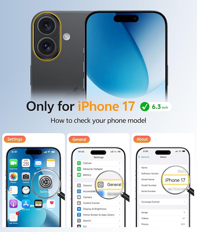 FNTCASE for iPhone 17 Case, Compatible with Magsafe, Glass Screen Protector | Full Camera Protection, Translucent Matte, 14FT Military Grade Drop Proof, Shockproof Protective Phone Cover, Black - Image 2