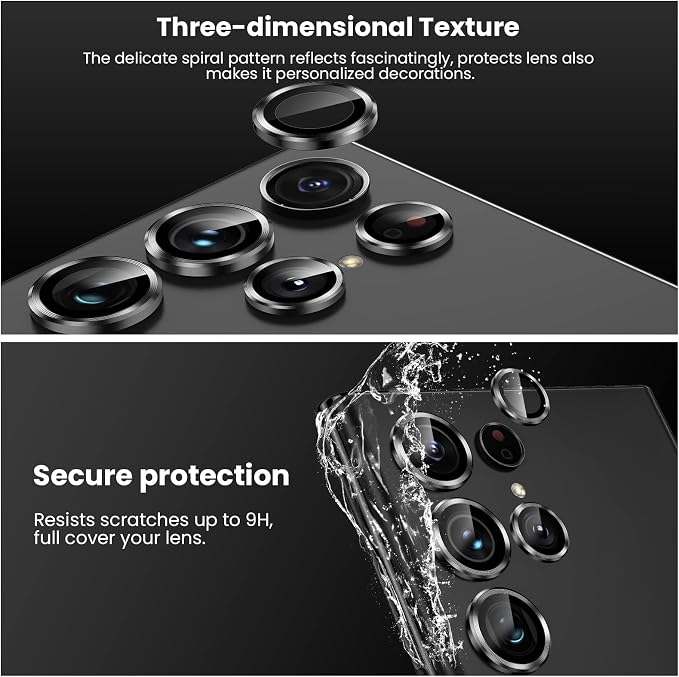 Tensea Compatible with Samsung Galaxy S22 Ultra Camera Lens Protector | 9H Tempered Glass Camera Cover Screen Protector Metal Individual Ring [Installation Tray][Case Friendly] - Image 6