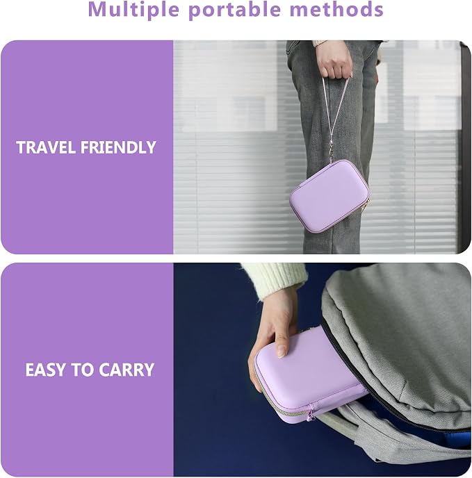 Carrying Case Compatible with Instax Mini EVO Instant Camera, INSTAX MINI EVO Camera Storage Holder Travel Bag with Mesh Pocket for Photos, USB Cables, Film, Purple - Image 6