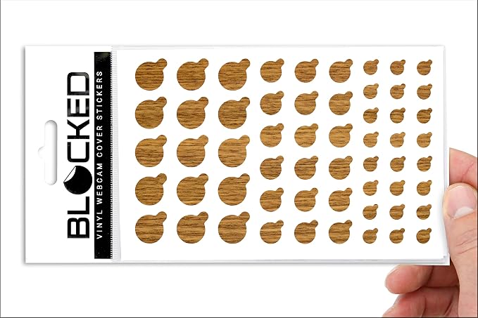 Rigid Series - 2X Thicker | BLOCKED Original Vinyl Webcam Cover Stickers | Restickable & Stackable Privacy Covers | for All Camera-endable Devices | 3-Sizes | 57 Tabbed Wood Grain Textured by BLOCKED