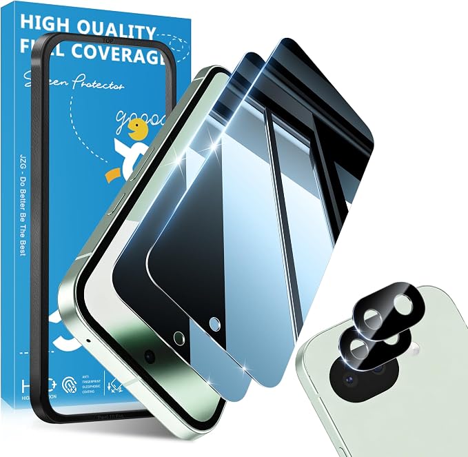 2+2 Pack for Google Pixel 10a Screen Protector Privacy Glass | 2 Pack Camera Lens Protector, Fingerprint Compatible, Anti Spy, 9H Hardness Glass by JavoYion