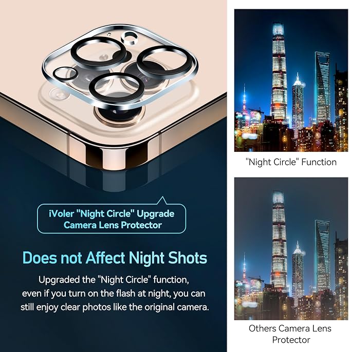 ivoler Camera Lens Protector for iPhone 14 Pro Max/14 Pro, 4-Pack | Screen Protector Tempered Glass [Case Friendly][New Rersion],Scratch-Resistant,Clear+Black Circle - Image 5