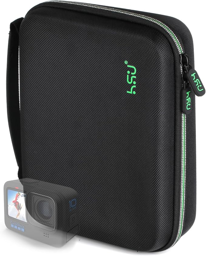 HSU Protective Carrying Case Compatible with Go Pro Hero | 13, 12, 11, 10, 9, 8, 7, 6, 5 and Accessories, Light and Medium Security Bag, Compact and Safe Action Camera Travel Storage by HSU