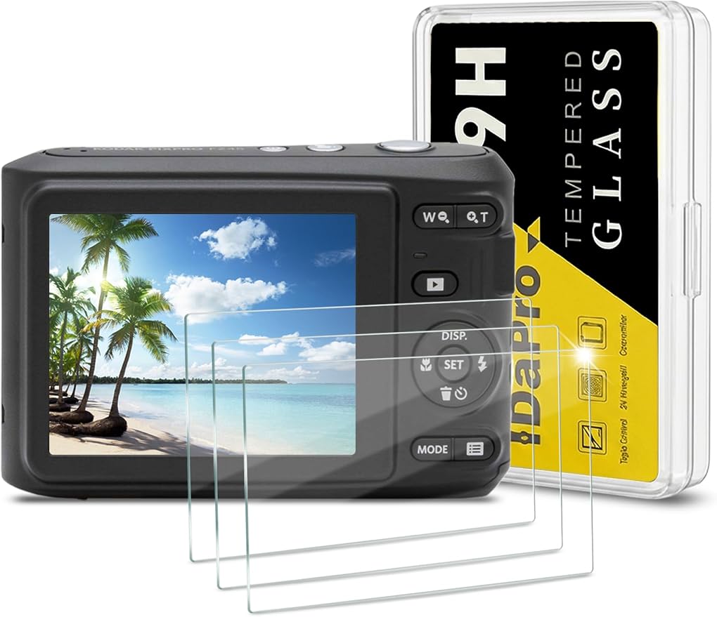 iDaPro Screen Protector for Kodak PIXPRO FZ45/FZ55/FZ43, 9H Tempered Glass | 3-Pack + ABS Box. 9H Hardness, Anti-Scratch, Anti-Bubble, HD Clarity, Anti-Fingerprint, Easy Install by ScreenProtectorExpert