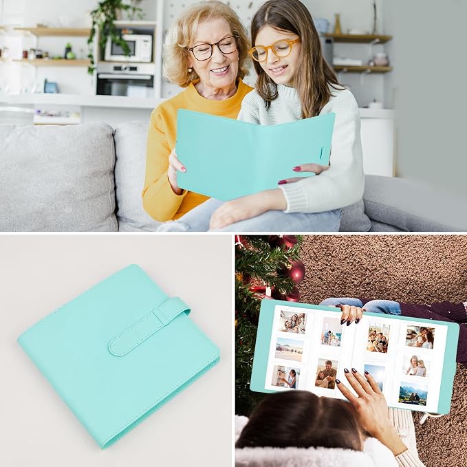 Veicevol 360-Pocket Album for Instax Mini & Polaroid 2x3 inch Photos, Greem | Designed for Instax Mini and Polaroid 2x3 Photos, PU Leather Cover, Horizontal & Vertical Pockets, Wedding Birthday Travel - Image 8